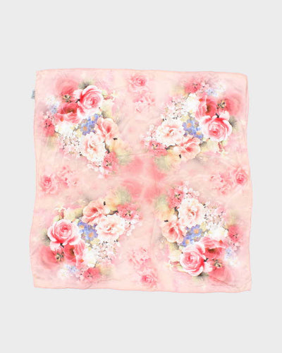 Vintage Pink Floral Silk Scarf