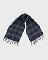 Vintage Blue Checked Wool Scarf