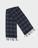 Vintage Blue Checked Wool Scarf
