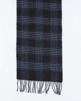 Vintage Blue Checked Wool Scarf