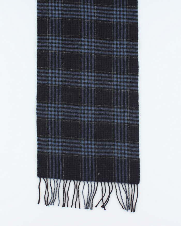 Vintage Blue Checked Wool Scarf