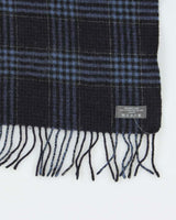 Vintage Blue Checked Wool Scarf