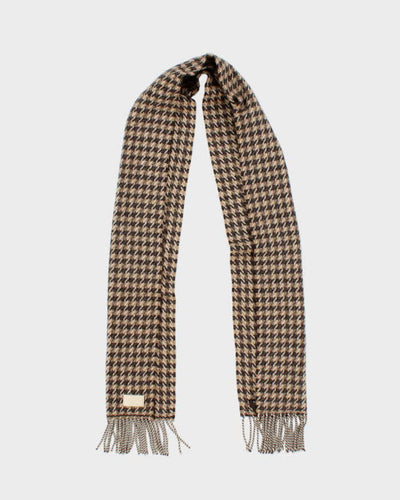 Vintage Coach Cashmere Blend Houndstooth Brown Unisex Scarf