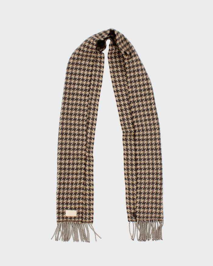Vintage Coach Cashmere Blend Houndstooth Brown Unisex Scarf