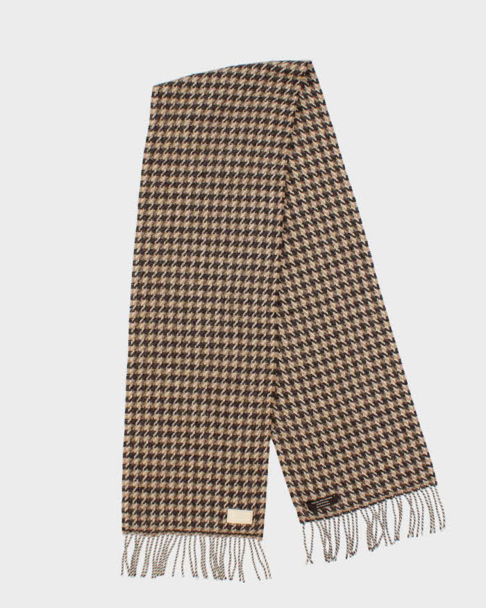 Vintage Coach Cashmere Blend Houndstooth Brown Unisex Scarf