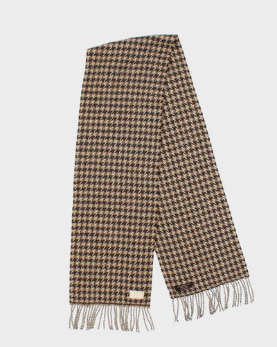 Vintage Coach Cashmere Blend Houndstooth Brown Unisex Scarf