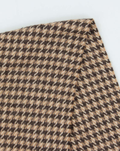 Vintage Coach Cashmere Blend Houndstooth Brown Unisex Scarf