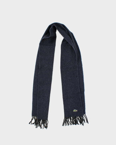 Vintage 00s Lacoste Navy Blue Pure Wool Scarf