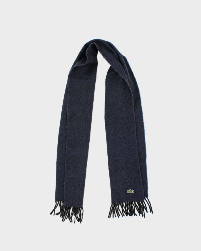 Vintage 00s Lacoste Navy Blue Pure Wool Scarf