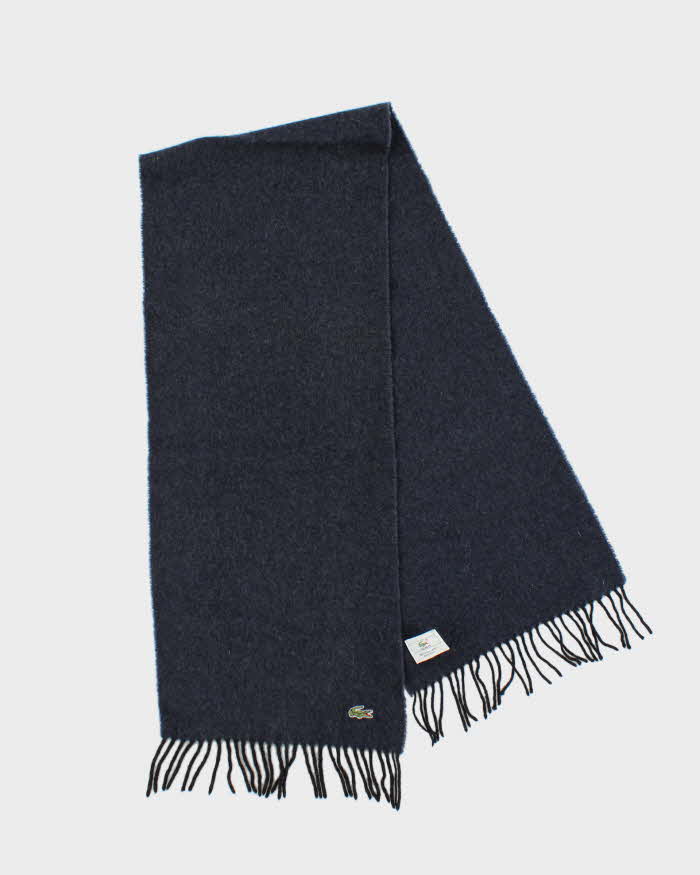 Vintage 00s Lacoste Navy Blue Pure Wool Scarf