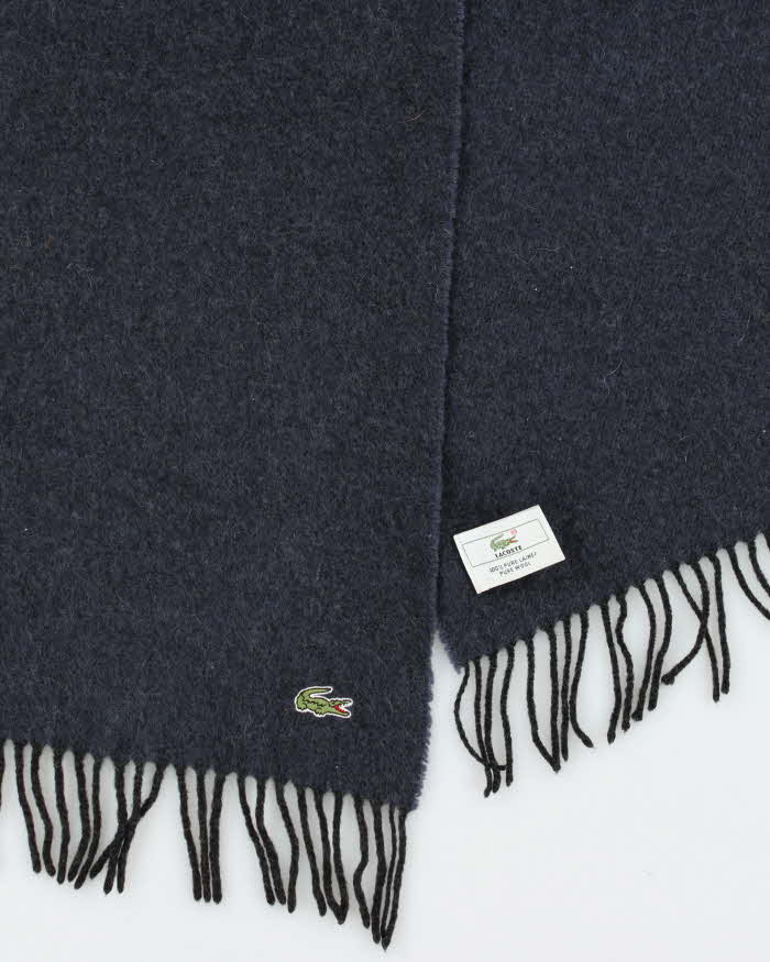 Vintage 00s Lacoste Navy Blue Pure Wool Scarf
