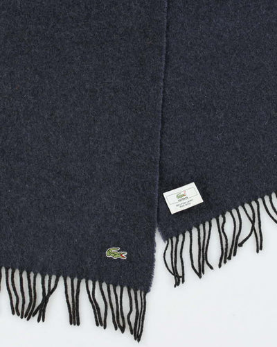 Vintage 00s Lacoste Navy Blue Pure Wool Scarf