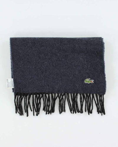 Vintage 00s Lacoste Navy Blue Pure Wool Scarf