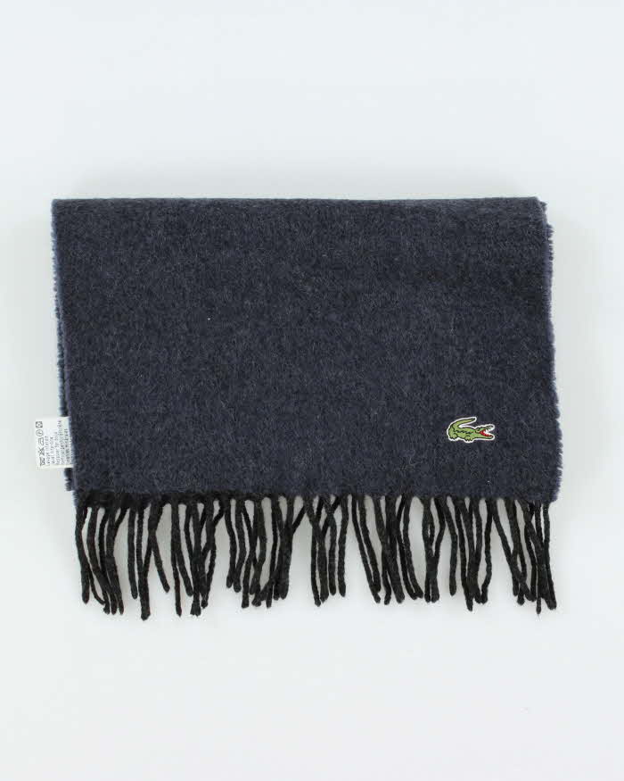 Vintage 00s Lacoste Navy Blue Pure Wool Scarf