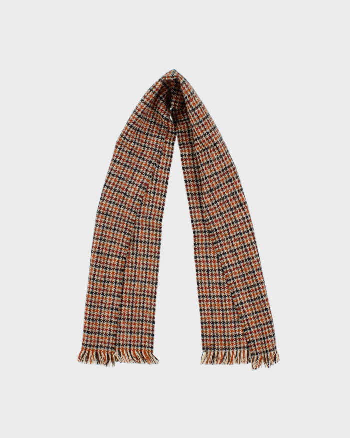 Vintage 1990s Harris Tweed Hand Woven Houndstooth Wool Scarf