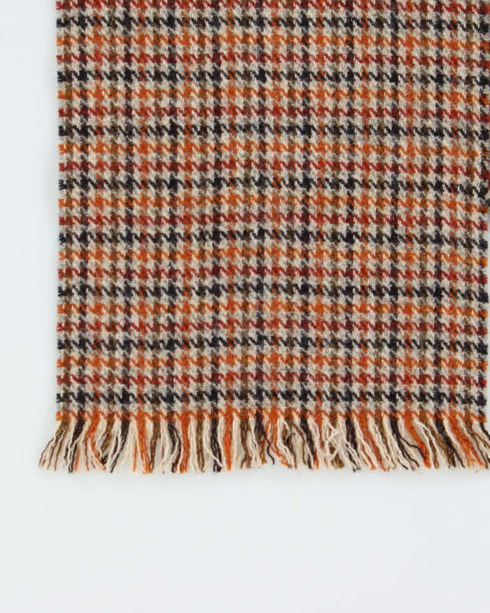 Vintage 1990s Harris Tweed Hand Woven Houndstooth Wool Scarf