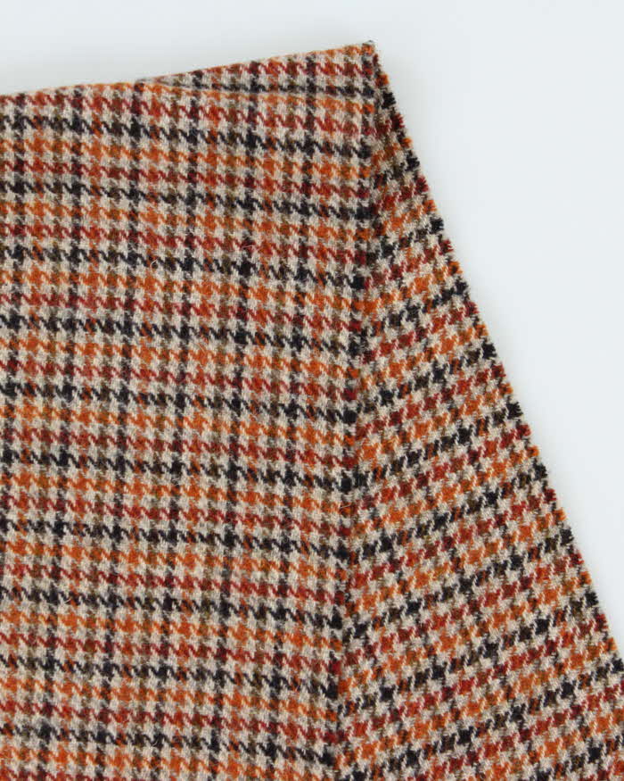 Vintage 1990s Harris Tweed Hand Woven Houndstooth Wool Scarf