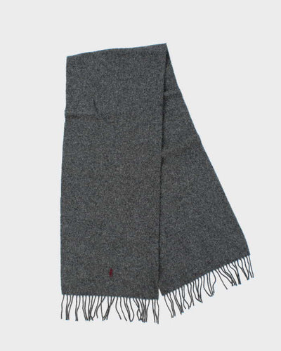 Vintage 00s Polo Ralph Lauren Lambswool Fringed Logo-Embroidered Scarf