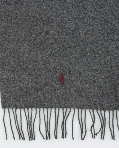 Vintage 00s Polo Ralph Lauren Lambswool Fringed Logo-Embroidered Scarf