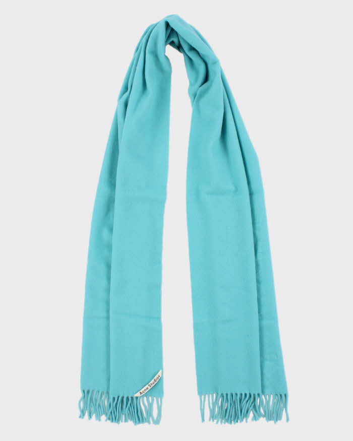 Vintage Acne Studios Aqua Blue Soft Wool Fringed Scarf