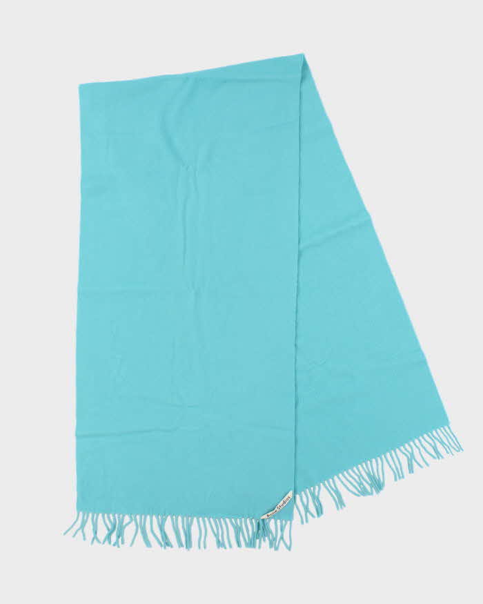 Vintage Acne Studios Aqua Blue Soft Wool Fringed Scarf
