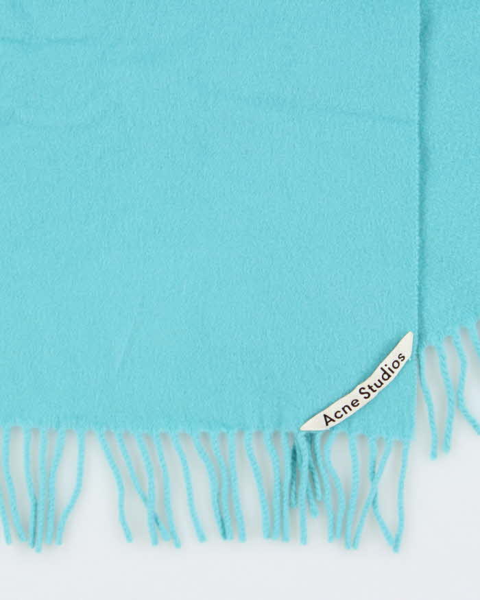Vintage Acne Studios Aqua Blue Soft Wool Fringed Scarf