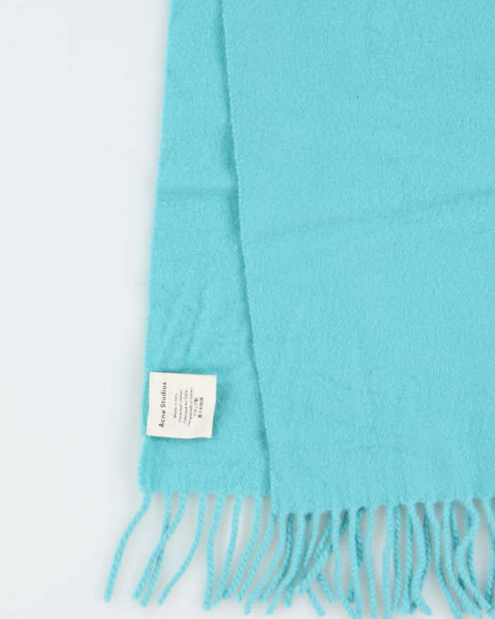 Vintage Acne Studios Aqua Blue Soft Wool Fringed Scarf