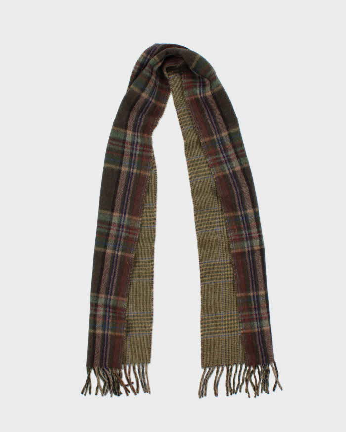 Vintage Polo Ralph Lauren Wool Blend Plaid Reversible Check Fringed Scarf
