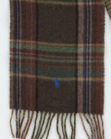 Vintage Polo Ralph Lauren Wool Blend Plaid Reversible Check Fringed Scarf