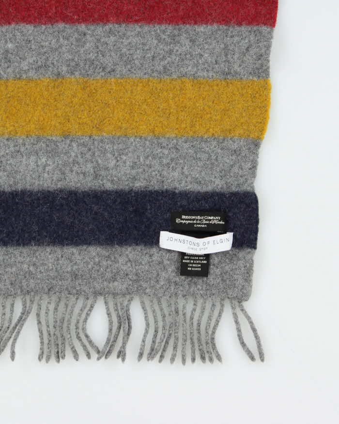 Vintage 00s Hudson's Bay Johnstons Of Eligin Classic Wool Fringed Scarf