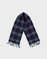Vintage 1990s Burberry Navy Nova Check Lambswool Fringed Unisex Scarf