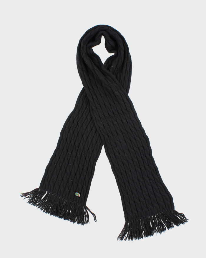 Vintage Y2K 00s Lacoste Baby Alpaca Wool Cable Knit Fringed Unisex Scarf