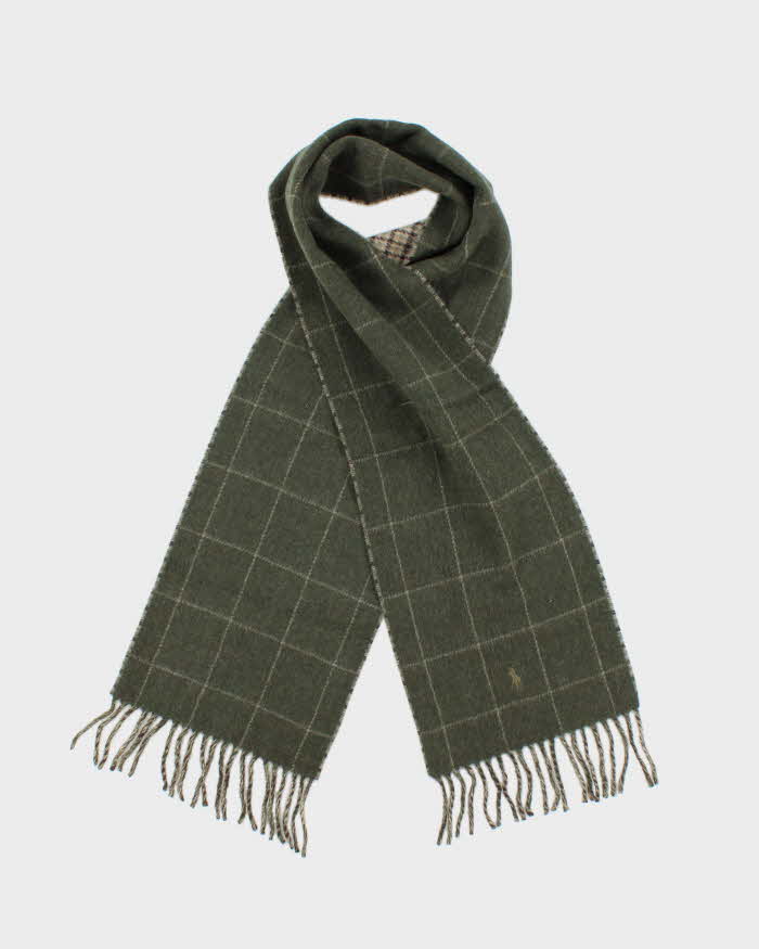 Vintage Polo Ralph Lauren Reversible Soft Virgin Wool Check Unisex Scarf