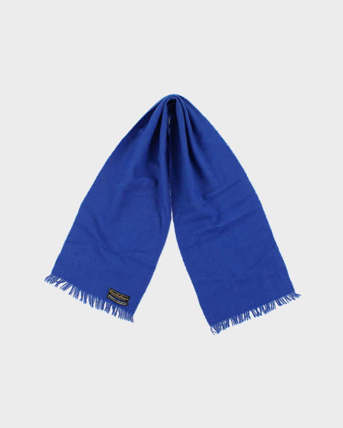 Vintage 1980s Hudson's Bay Merino Wool Hand Woven Electric Blue Unisex Scarf
