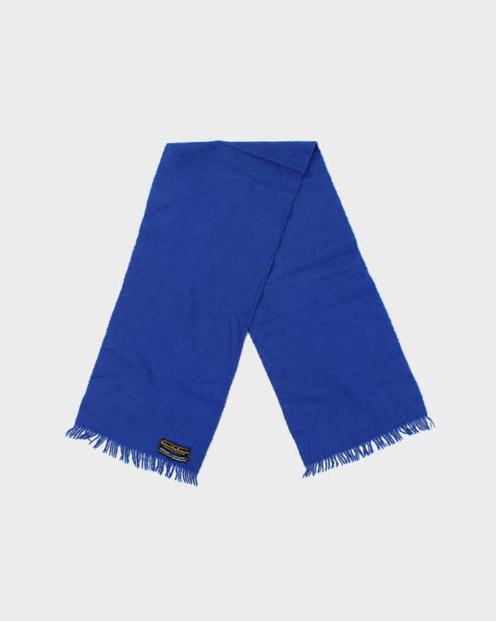 Vintage 1980s Hudson's Bay Merino Wool Hand Woven Electric Blue Unisex Scarf