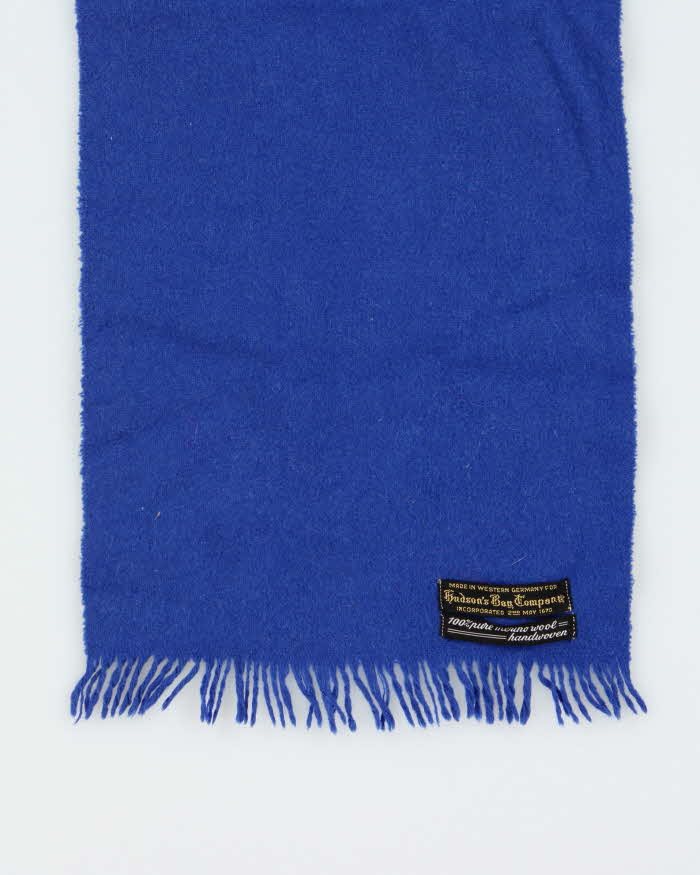Vintage 1980s Hudson's Bay Merino Wool Hand Woven Electric Blue Unisex Scarf