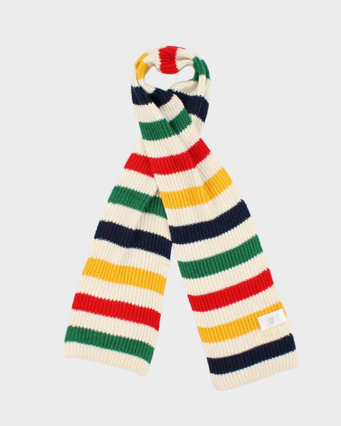 Vintage Hudson's Bay 'Stripes' Classic Wool Blend Ribbed Unisex Scarf