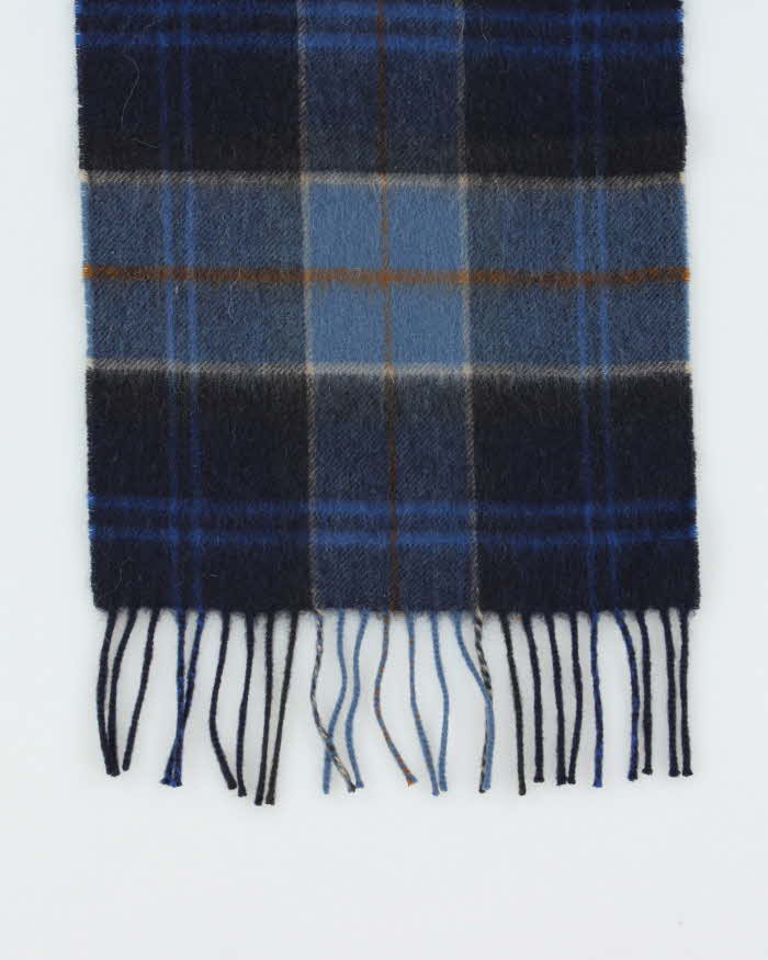 Vintage 00s Barbour Cashmere Merino Wool Blend Check Fringed Unisex Scarf