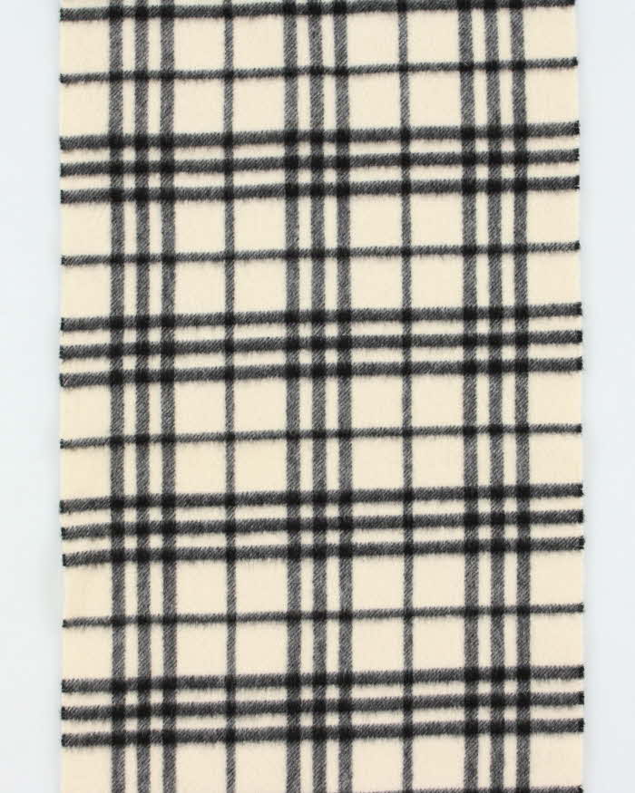 Vintage Y2K 00s Burberry Nova Check Cream Cashmere Unisex Fringed Scarf