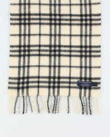 Vintage Y2K 00s Burberry Nova Check Cream Cashmere Unisex Fringed Scarf
