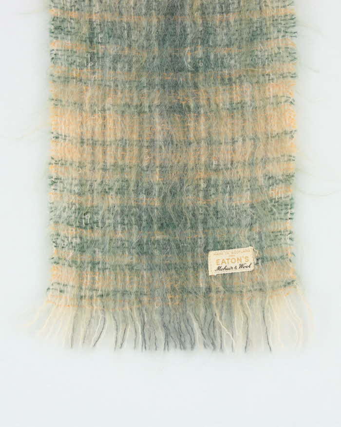 Vintage 1970s Eaton's Scottish Mohair &amp; Wool Blend Fringed Scarf