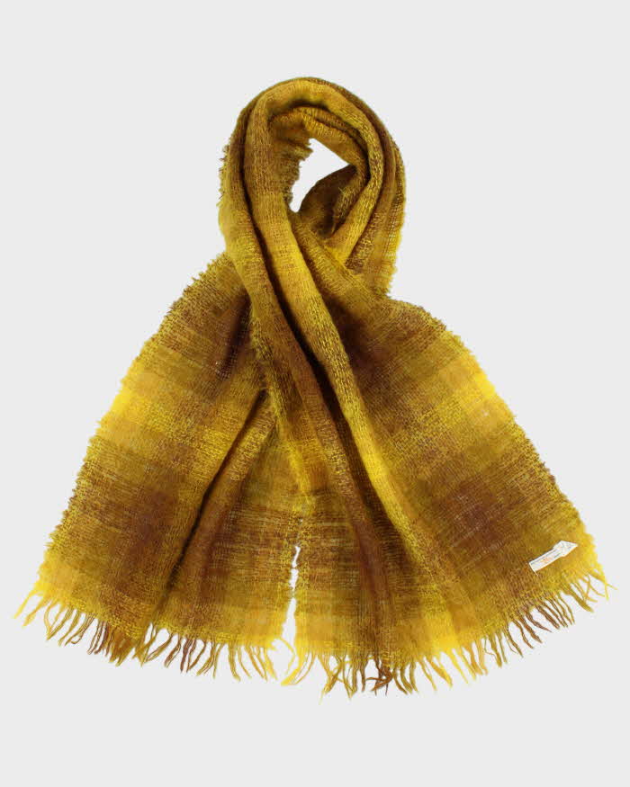 Vintage 1970s HBC The Bay Scottish Made Large Plaid Mohair &amp; Wool Blend Fringed Scarf