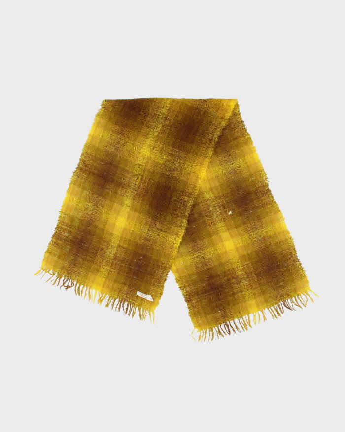 Vintage 1970s HBC The Bay Scottish Made Large Plaid Mohair &amp; Wool Blend Fringed Scarf