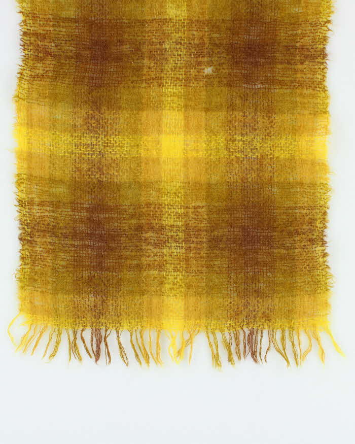 Vintage 1970s HBC The Bay Scottish Made Large Plaid Mohair & Wool Blend Fringed Scarf