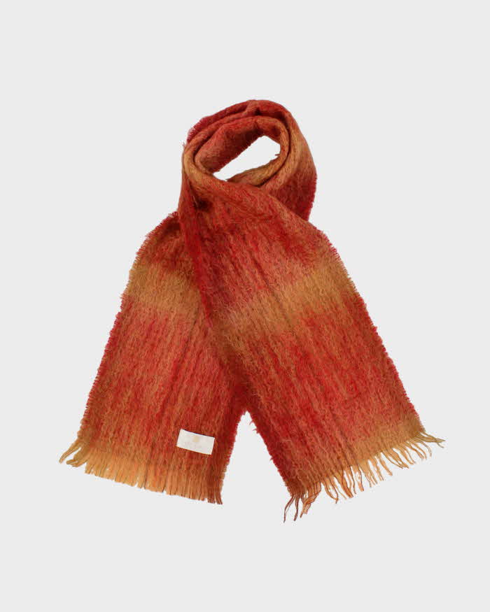 Vintage 1990s Calzeat Of Scotland Mohair Wool Blend Fringed Scarf