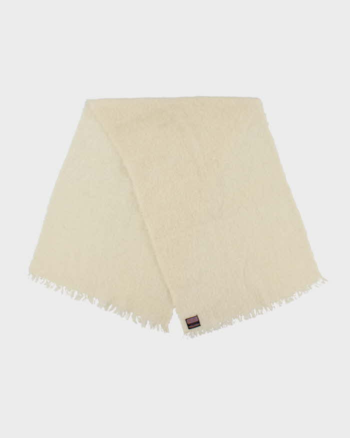 Vintage 1970s Donegal Design Mohair Wool Blend Oversized Fringed Scarf