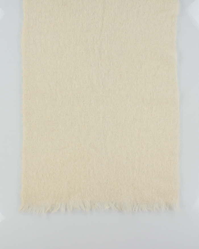 Vintage 1970s Donegal Design Mohair Wool Blend Oversized Fringed Scarf