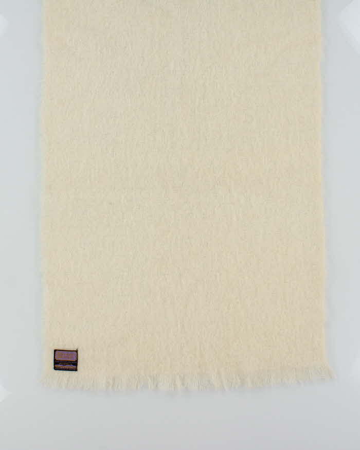 Vintage 1970s Donegal Design Mohair Wool Blend Oversized Fringed Scarf