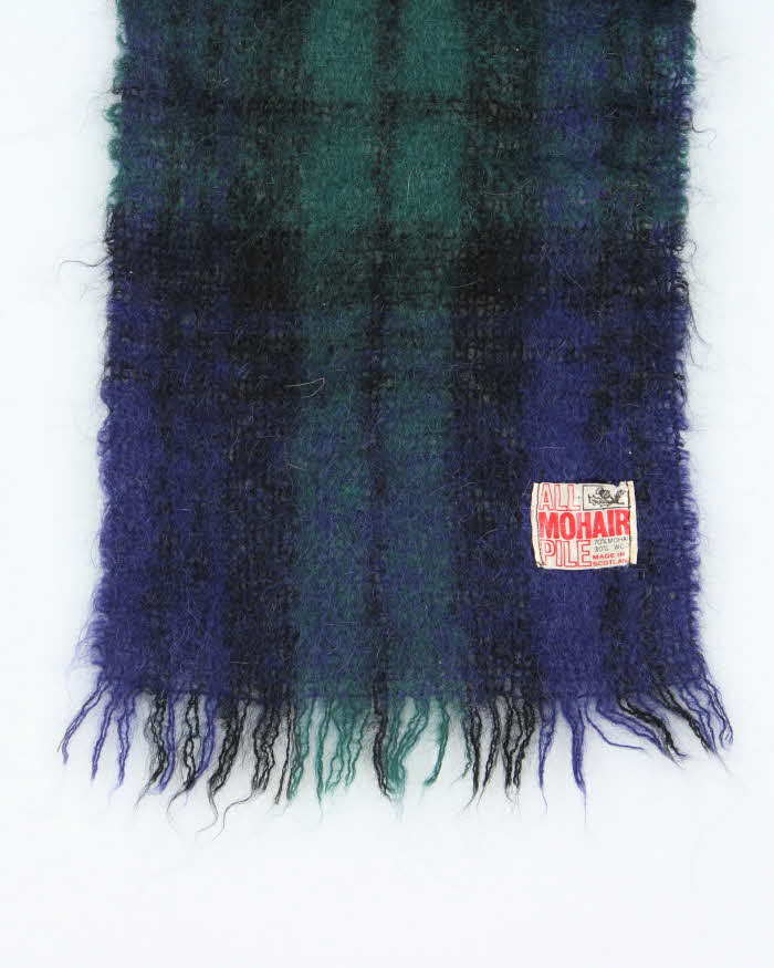 Vintage All Mohair Pile Check Scarf