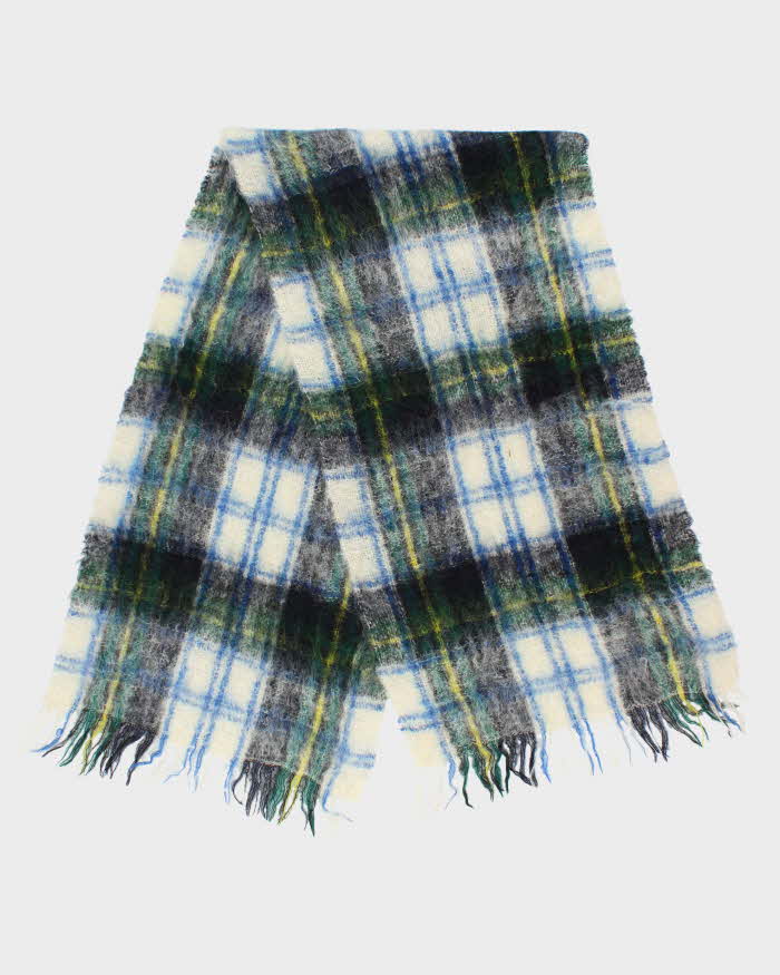 Vintage 60s Mohair & Wool Checked Large Scarf